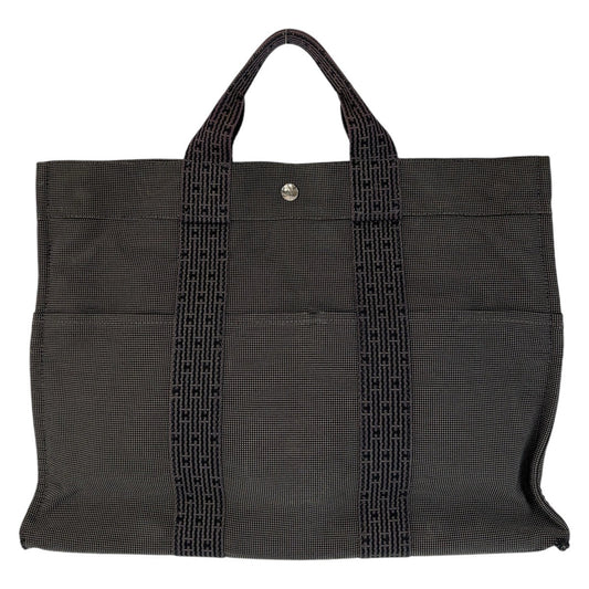 HERMES Tote Bag canvas Grey SilverMetal Tote Bag Handbag A4 storage Unisex Her Line MM mens Used