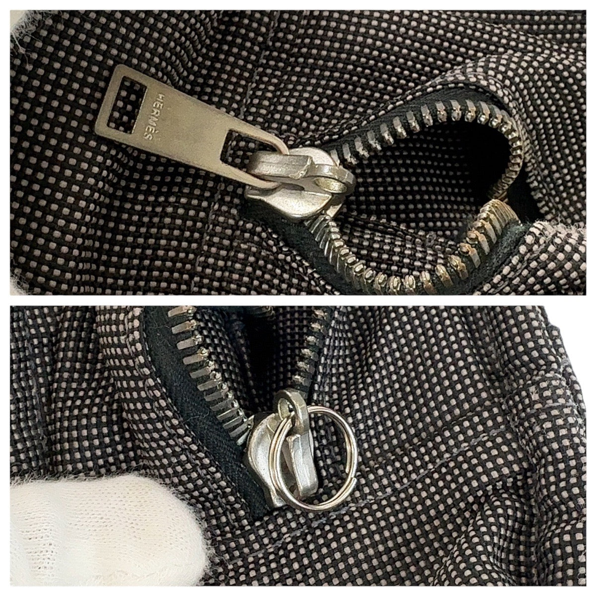 HERMES Tote Bag canvas Grey SilverMetal Tote Bag Handbag A4 storage Unisex Her Line MM mens Used
