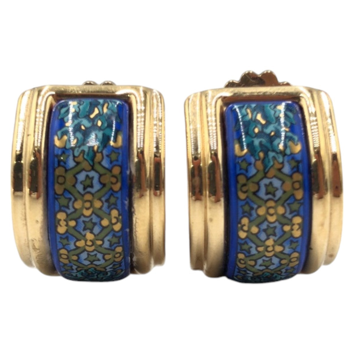 HERMES Earring metal Gold blue Earring Emile Women Used