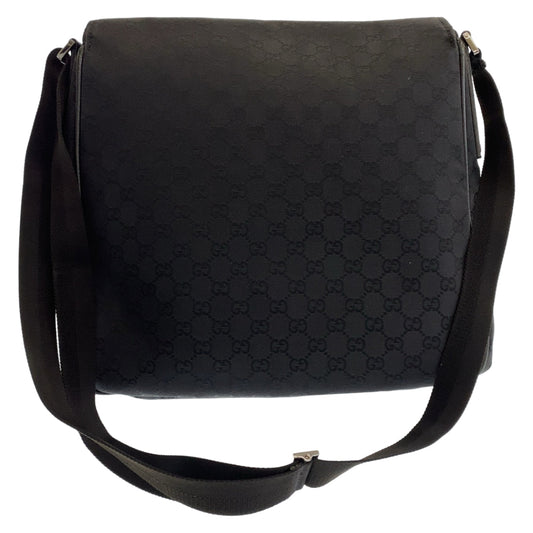 GUCCI Shoulder Bag 114269 GG canvas, leather Black Silver Metal Crossbody Shoulder Bag Messenger Bag mens Used