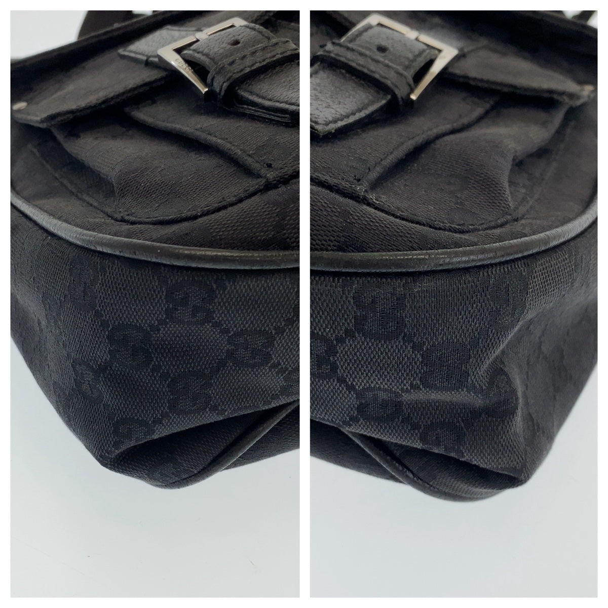 GUCCI Shoulder Bag 114269 GG canvas, leather Black Silver Metal Crossbody Shoulder Bag Messenger Bag mens Used