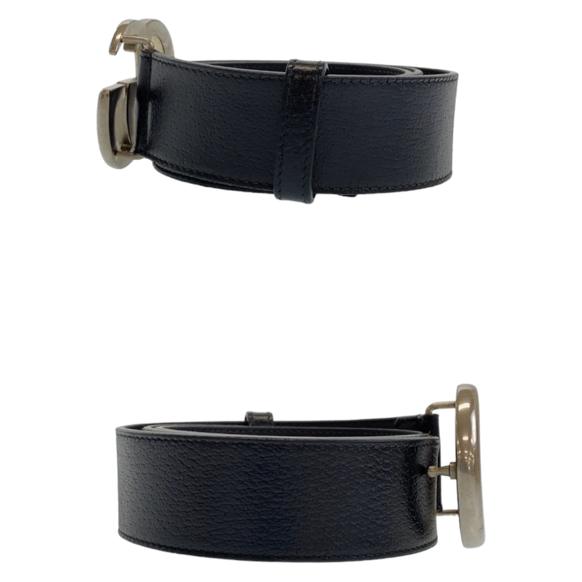 GUCCI belt 525040 leather Black SilverMetal Belt Buckle 33.1"/34" Unisex Marmont GG logo mens 34 Used