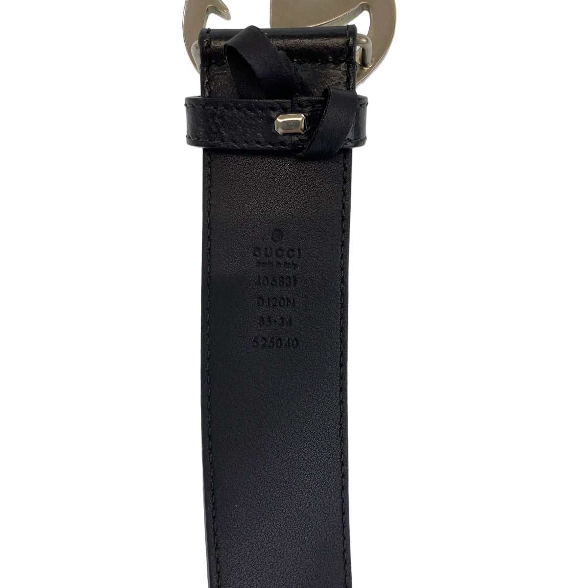 GUCCI belt 525040 leather Black SilverMetal Belt Buckle 33.1"/34" Unisex Marmont GG logo mens 34 Used