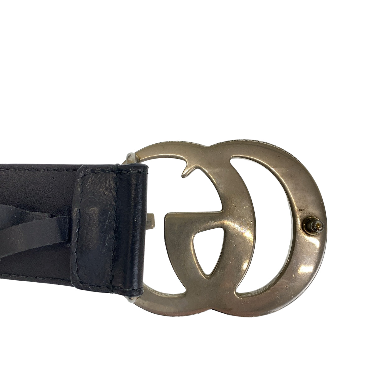 GUCCI belt 525040 leather Black SilverMetal Belt Buckle 33.1"/34" Unisex Marmont GG logo mens 34 Used