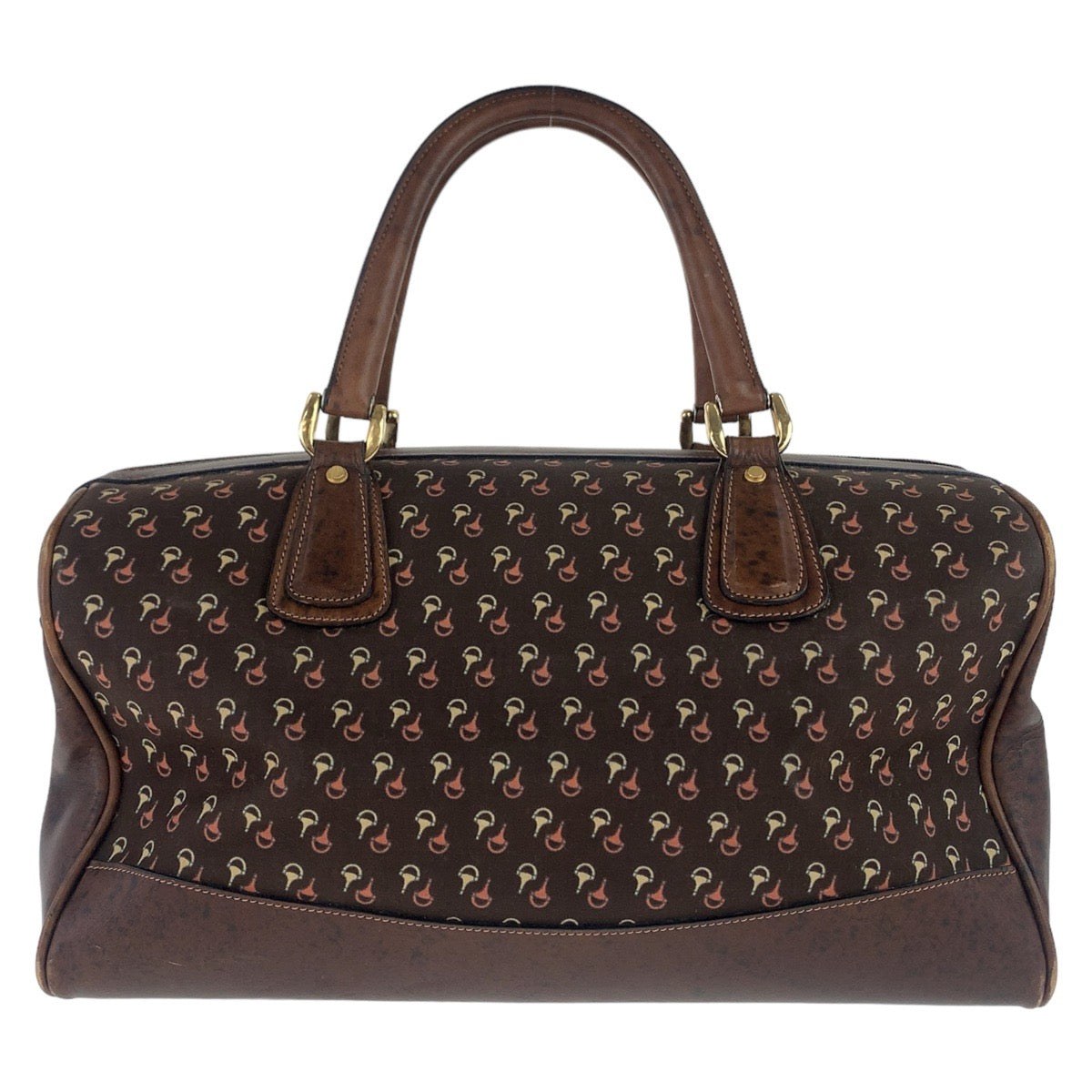 GUCCI Boston Duffel bag Nylon, Leather Brown Gold Metal Boston Duffel bag Crossbody Shoulder Bag 2way Old Gucci Horsebit Pattern Women Used