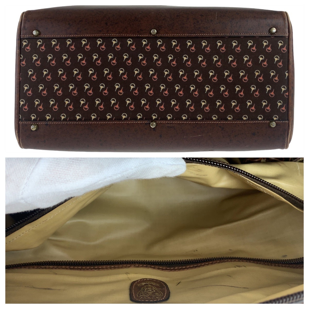 GUCCI Boston Duffel bag Nylon, Leather Brown Gold Metal Boston Duffel bag Crossbody Shoulder Bag 2way Old Gucci Horsebit Pattern Women Used