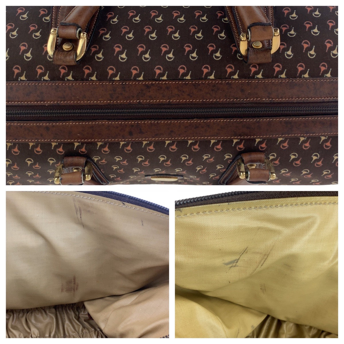 GUCCI Boston Duffel bag Nylon, Leather Brown Gold Metal Boston Duffel bag Crossbody Shoulder Bag 2way Old Gucci Horsebit Pattern Women Used