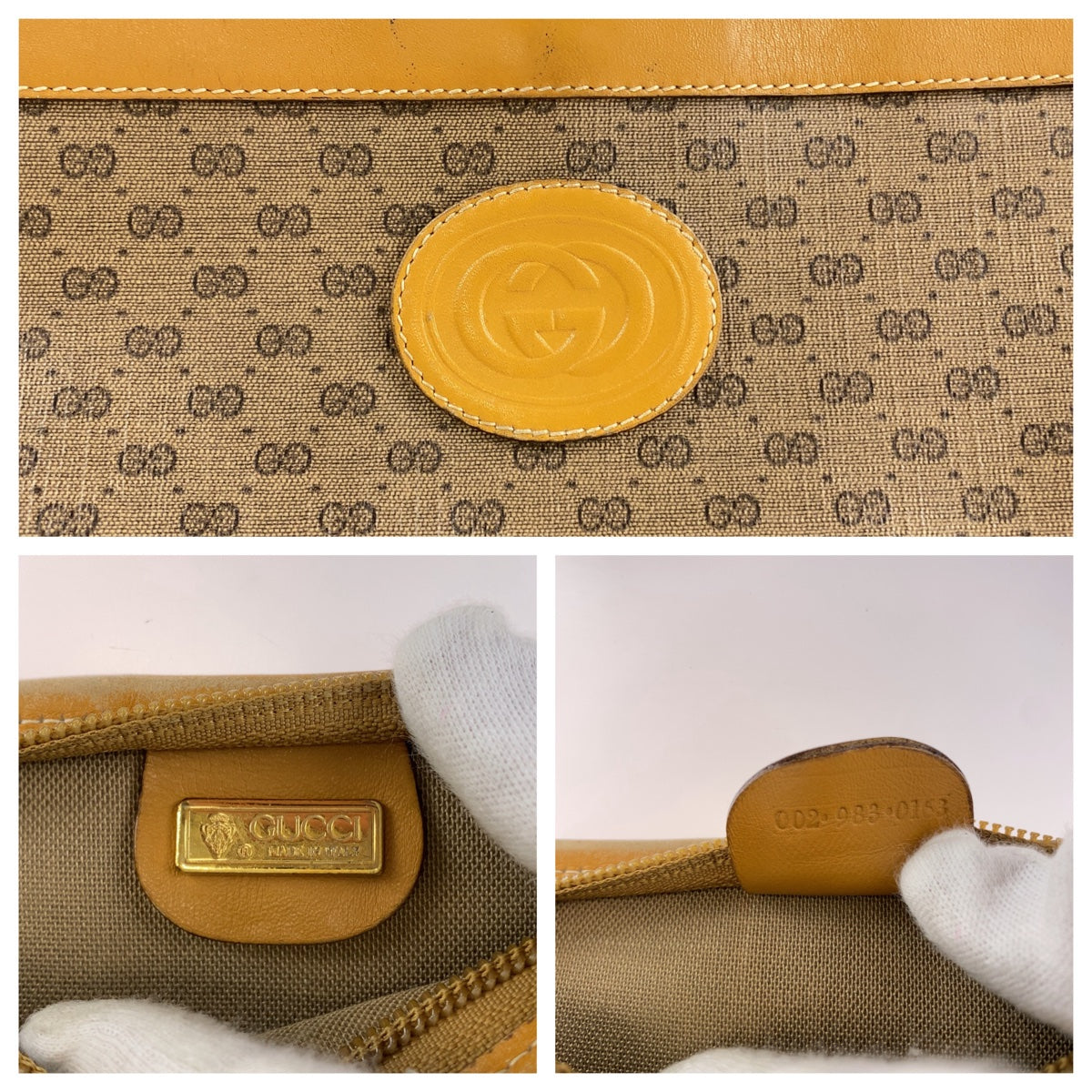 GUCCI Tote Bag 002 983 0163 GG Supreme canvas, leather Brown Beige Gold Metal Tote Bag Shoulder Bag Unisex Old Gucci Shelly Line Micro GG mens Used