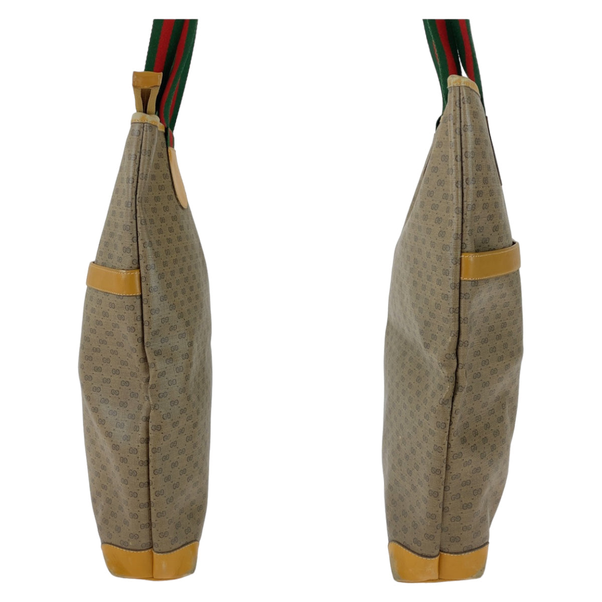GUCCI Tote Bag 002 983 0163 GG Supreme canvas, leather Brown Beige Gold Metal Tote Bag Shoulder Bag Unisex Old Gucci Shelly Line Micro GG mens Used