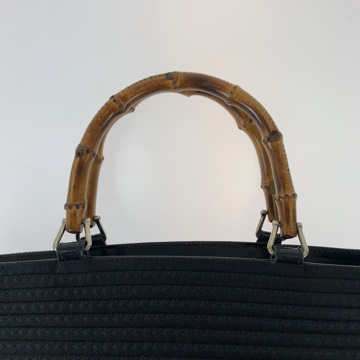 GUCCI Tote Bag 000 1998 0540 Canvas, Leather Black Silver Metal Tote Bag handbag Bamboo Women Used