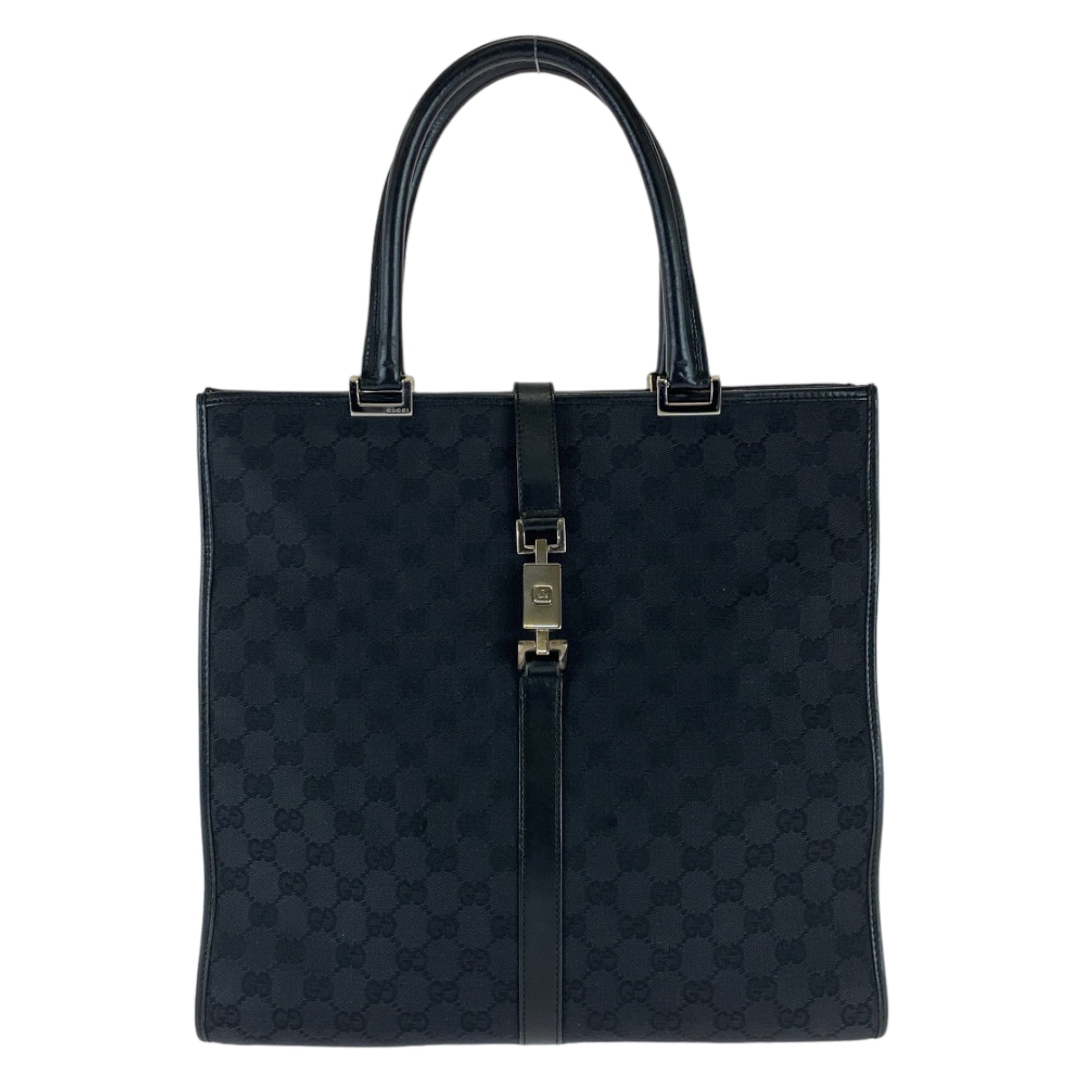 GUCCI Tote Bag 002 1064 GG canvas, leather Black SilverMetal Tote Bag handbag Jackie Women Used