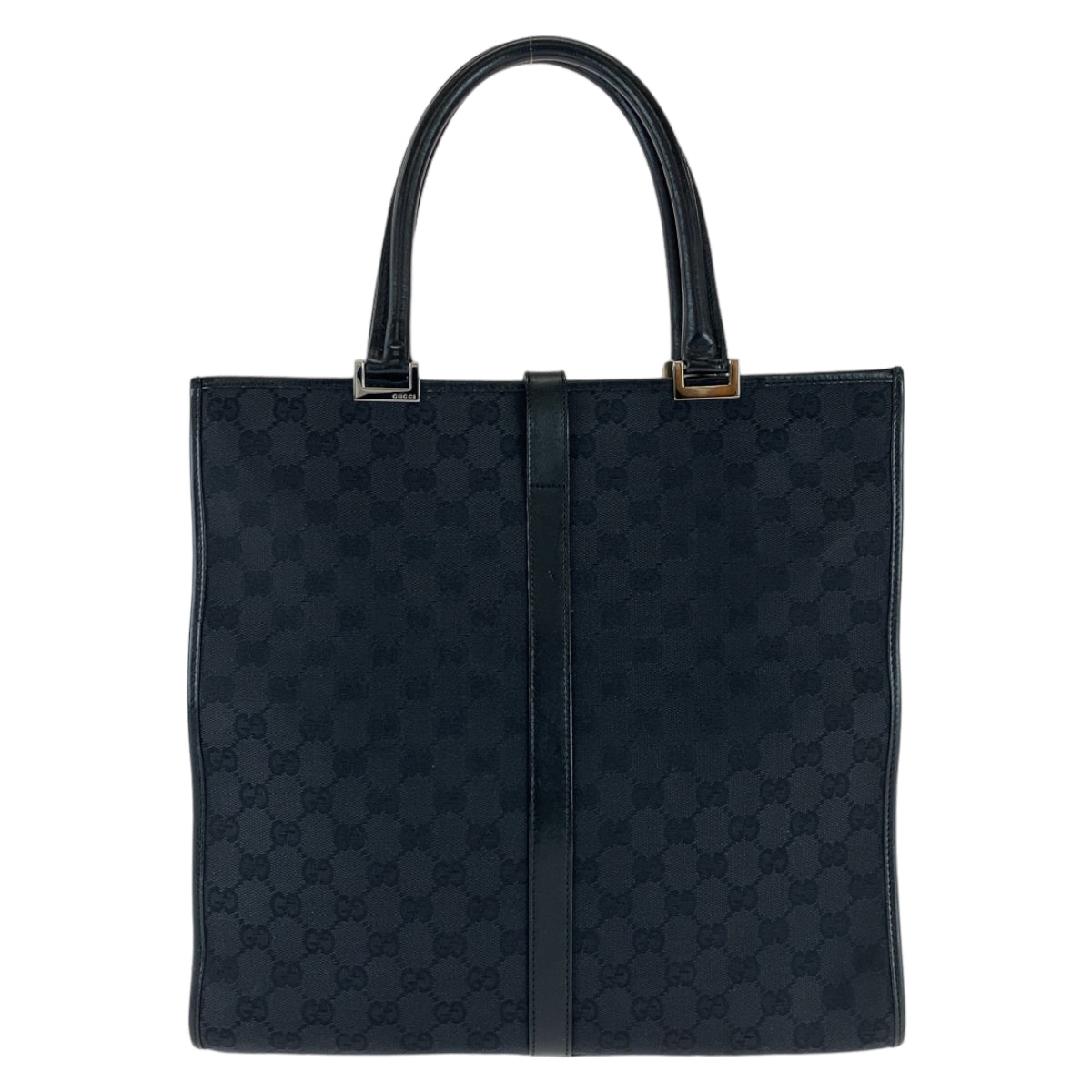 GUCCI Tote Bag 002 1064 GG canvas, leather Black SilverMetal Tote Bag handbag Jackie Women Used