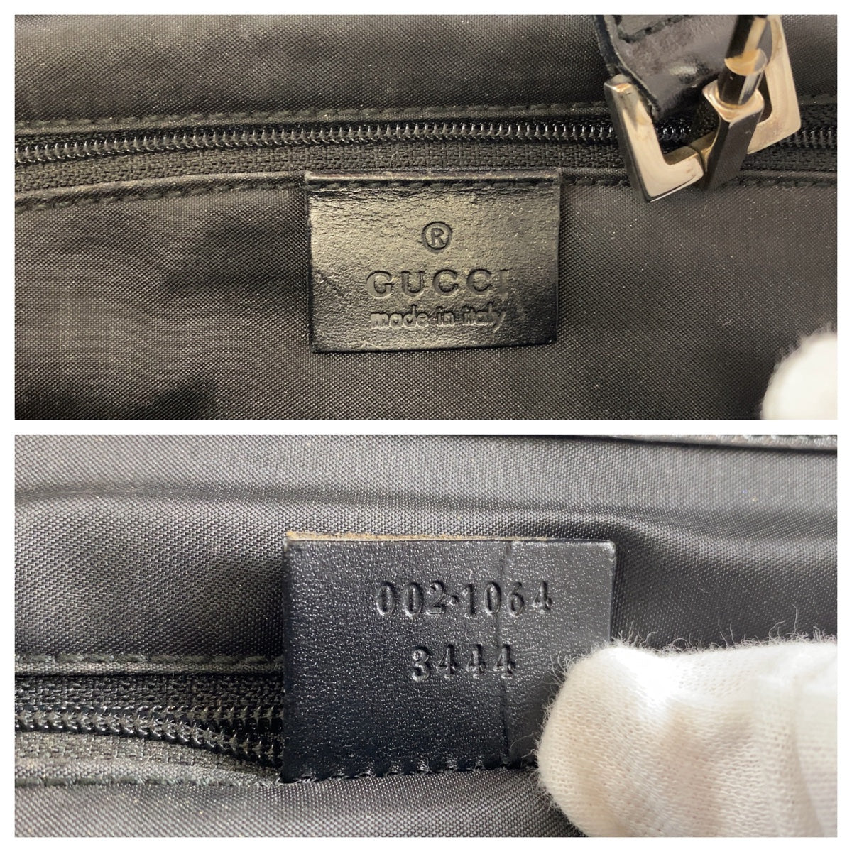 GUCCI Tote Bag 002 1064 GG canvas, leather Black SilverMetal Tote Bag handbag Jackie Women Used