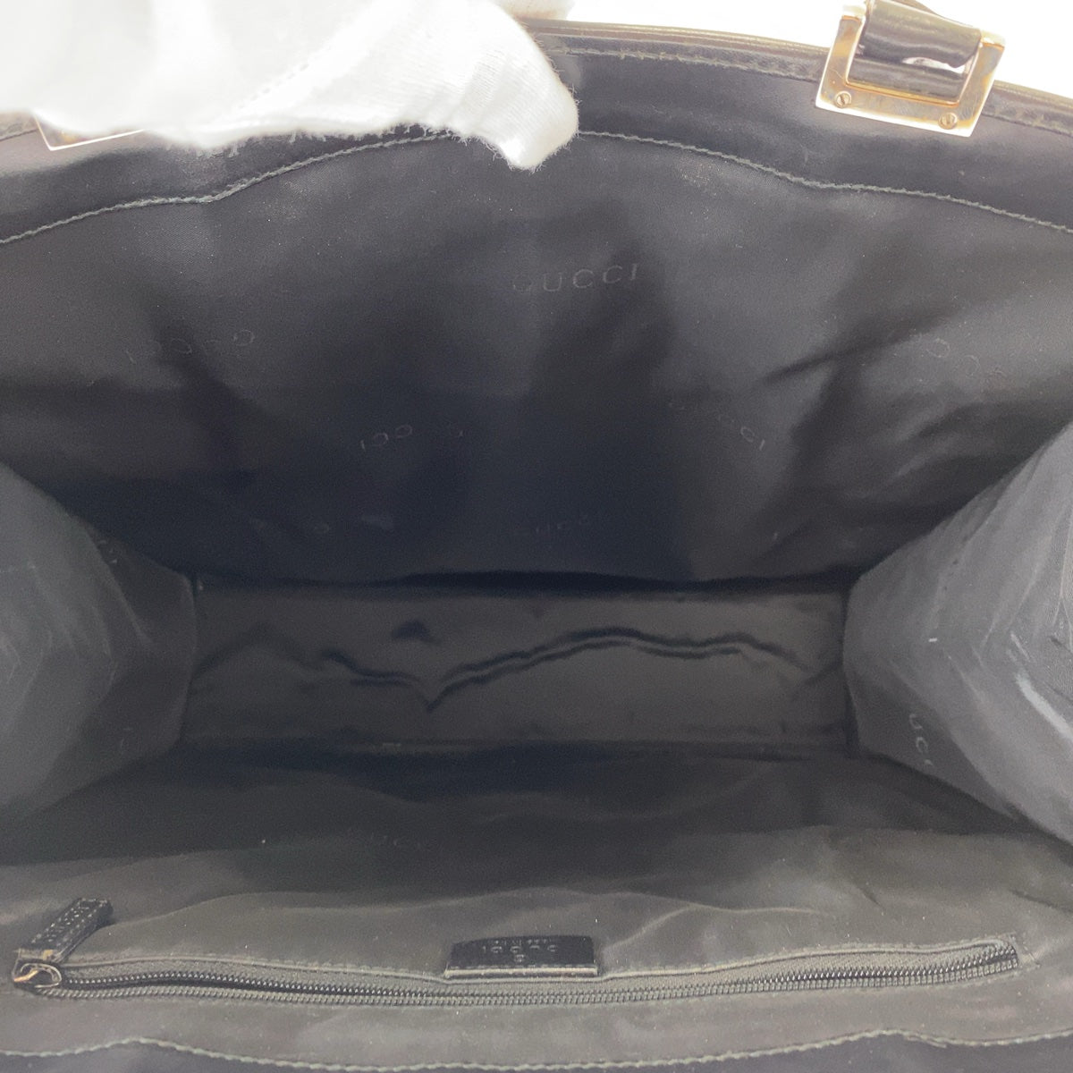 GUCCI Tote Bag 002 1064 GG canvas, leather Black SilverMetal Tote Bag handbag Jackie Women Used
