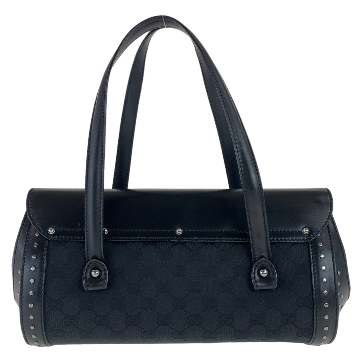 GUCCI Shoulder Bag 114993 GG canvas, leather Black SilverMetal Shoulder Bag Bamboo studs Women Used