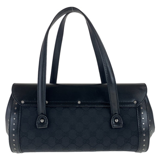 GUCCI Shoulder Bag 114993 GG canvas, leather Black SilverMetal Shoulder Bag Bamboo studs Women Used