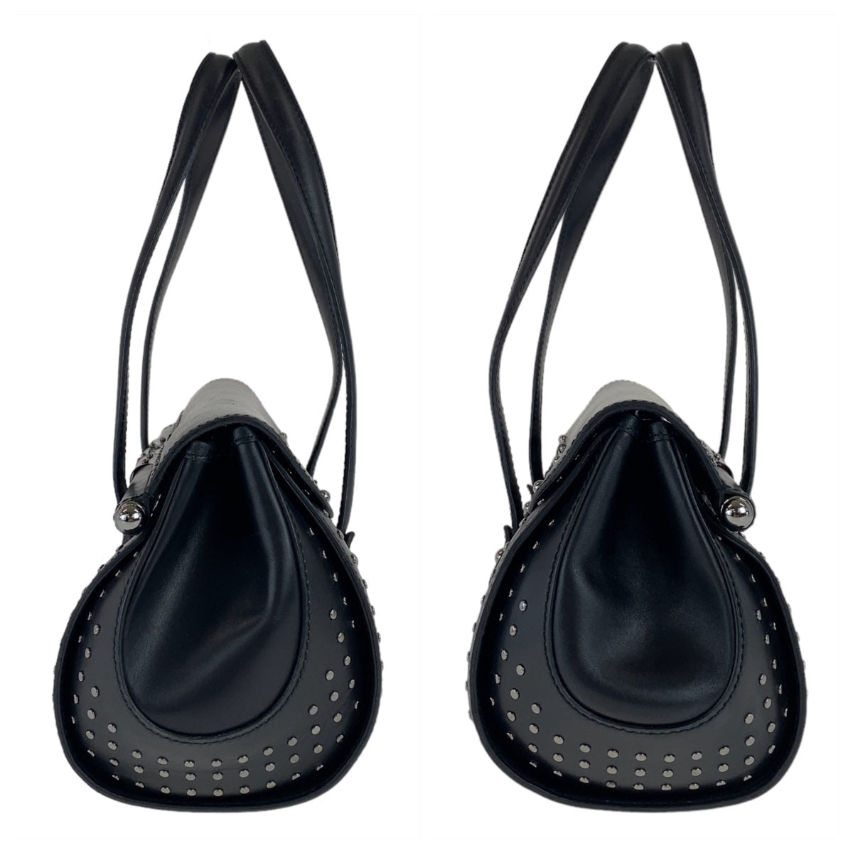 GUCCI Shoulder Bag 114993 GG canvas, leather Black SilverMetal Shoulder Bag Bamboo studs Women Used