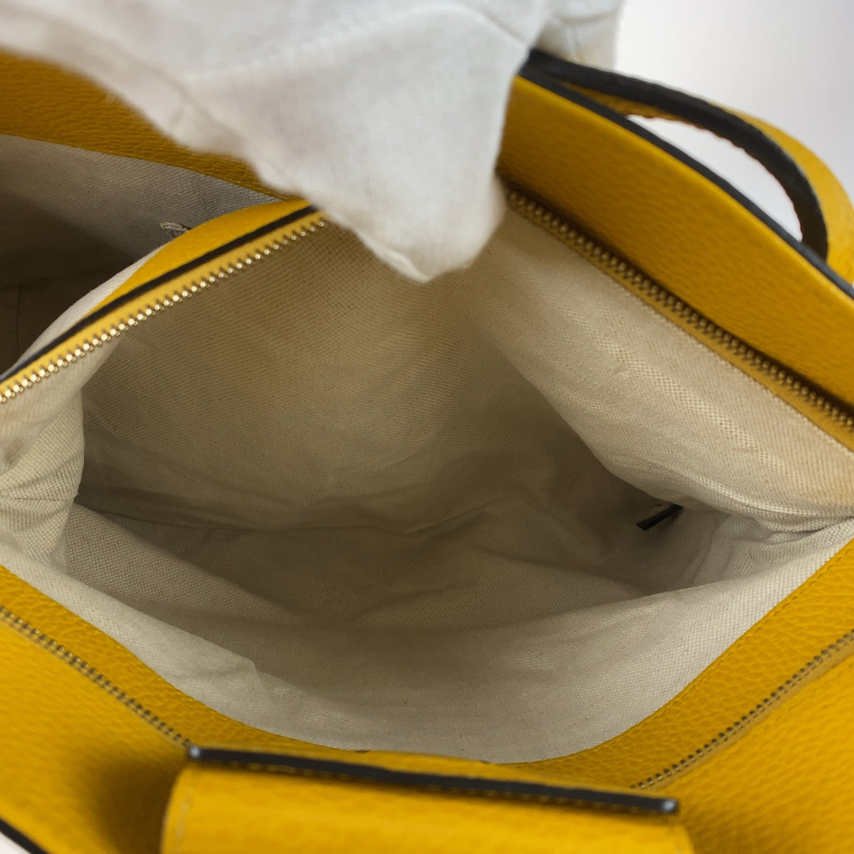 GUCCI Tote Bag 354397 leather Yellow Gold Metal Tote Bag Shoulder Bag A4 Storage Swing Women Used