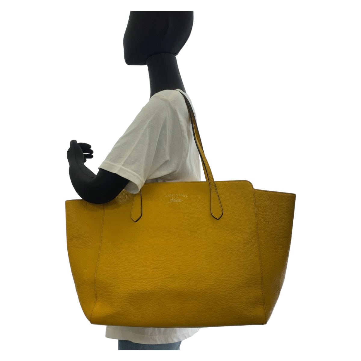 GUCCI Tote Bag 354397 leather Yellow Gold Metal Tote Bag Shoulder Bag A4 Storage Swing Women Used
