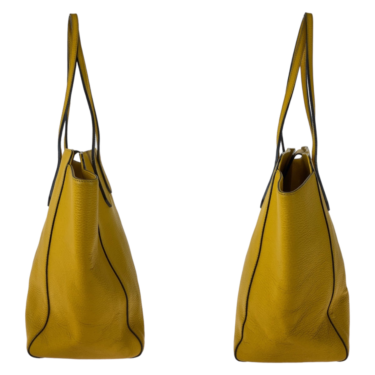 GUCCI Tote Bag 354397 leather Yellow Gold Metal Tote Bag Shoulder Bag A4 Storage Swing Women Used