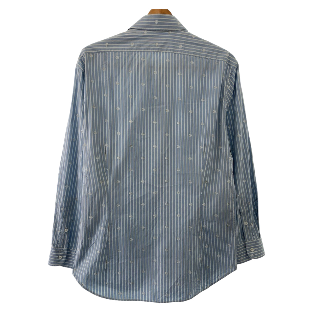 GUCCI Long sleeve shirt 625888 ZAFXS cotton Light blue white Long sleeve shirt dress shirt Gucci Lido Interlocking GG stripe mens 42 Used