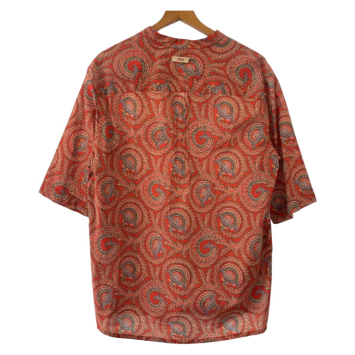 GUCCI Short sleeve shirt 654888 ZAGXJ cotton Red multicolor Short sleeve shirt cut and sew 21Stainless Steel Paisley total pattern mens 44 Used