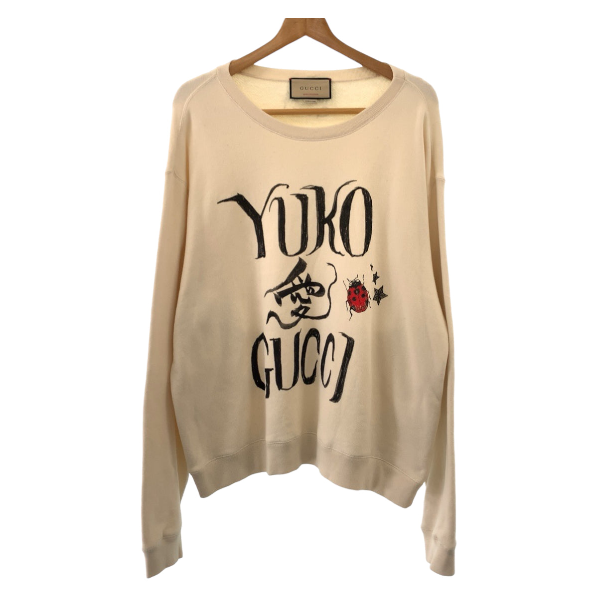 GUCCI sweat 626990 XJDTI cotton Ivory black Sweatshirt sweatshirt 21AW Japan exclusive Higuchi Yuko collaboration mens M Used