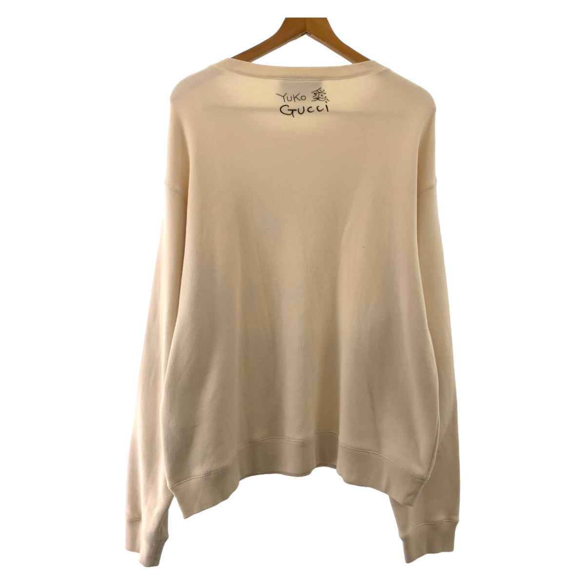 GUCCI sweat 626990 XJDTI cotton Ivory black Sweatshirt sweatshirt 21AW Japan exclusive Higuchi Yuko collaboration mens M Used