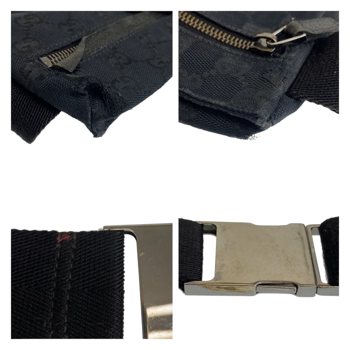 GUCCI Waist bag 28566 GG canvas Black SilverMetal Waist bag, Sling bag, Bum bag mens Used