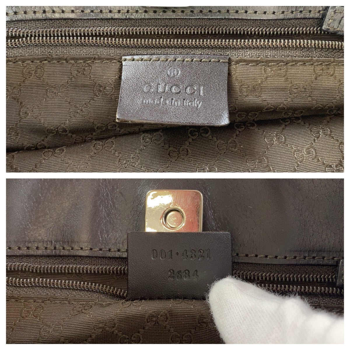 GUCCI Shoulder Bag 001 4321 2684 canvas Beige SilverMetal Sherry line Women Used