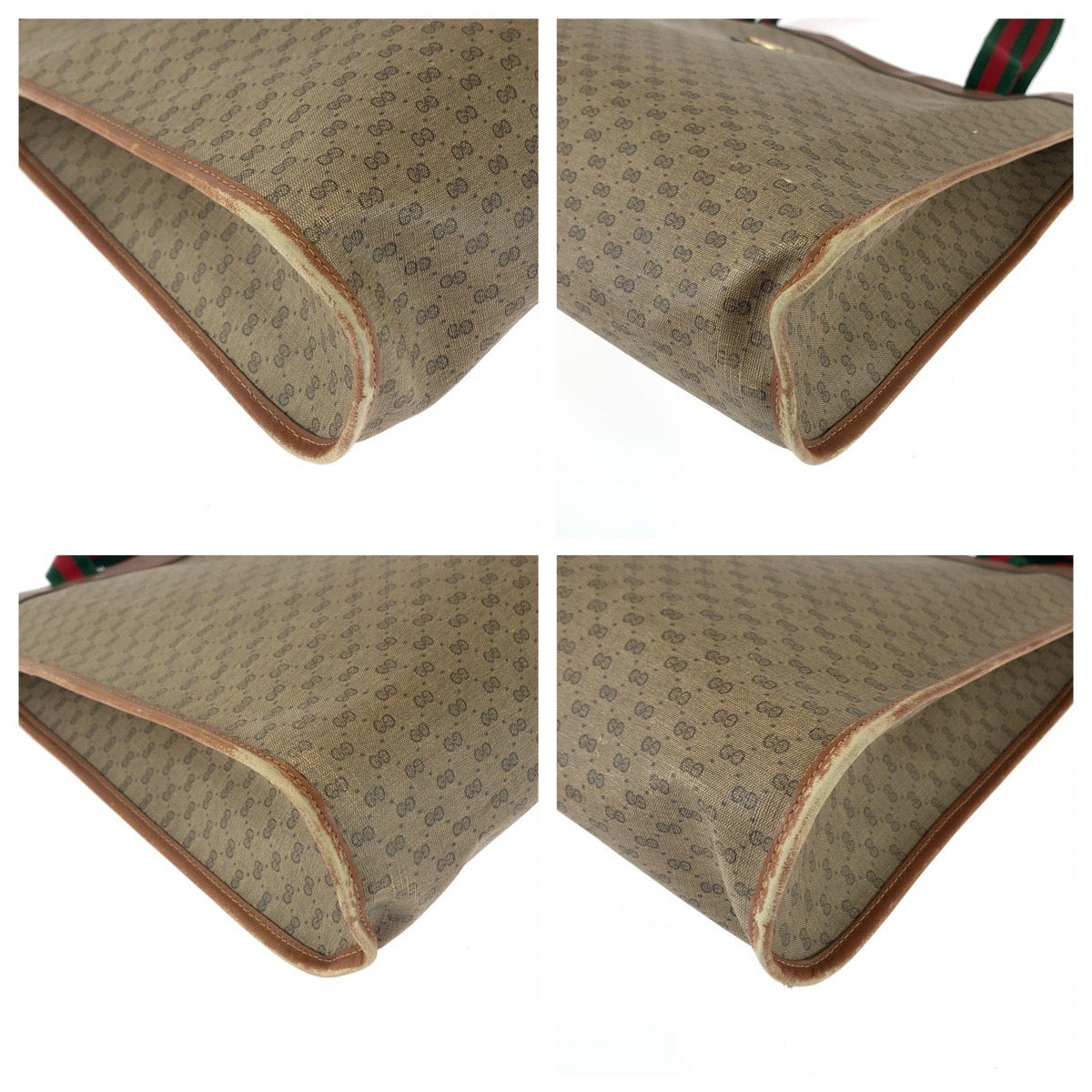 GUCCI Tote Bag 002 39 0044 GG Supreme canvas, leather Brown Gold Metal Tote Bag Shoulder Bag Unisex Old Gucci Sherry Line Micro GG Women Used
