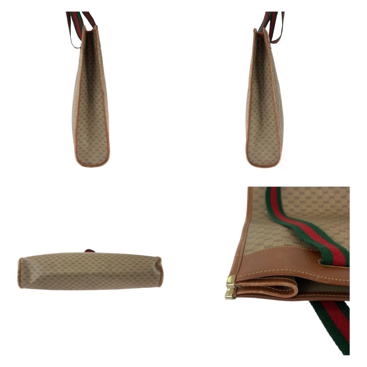 GUCCI Tote Bag 002 39 0044 GG Supreme canvas, leather Brown Gold Metal Tote Bag Shoulder Bag Unisex Old Gucci Sherry Line Micro GG Women Used