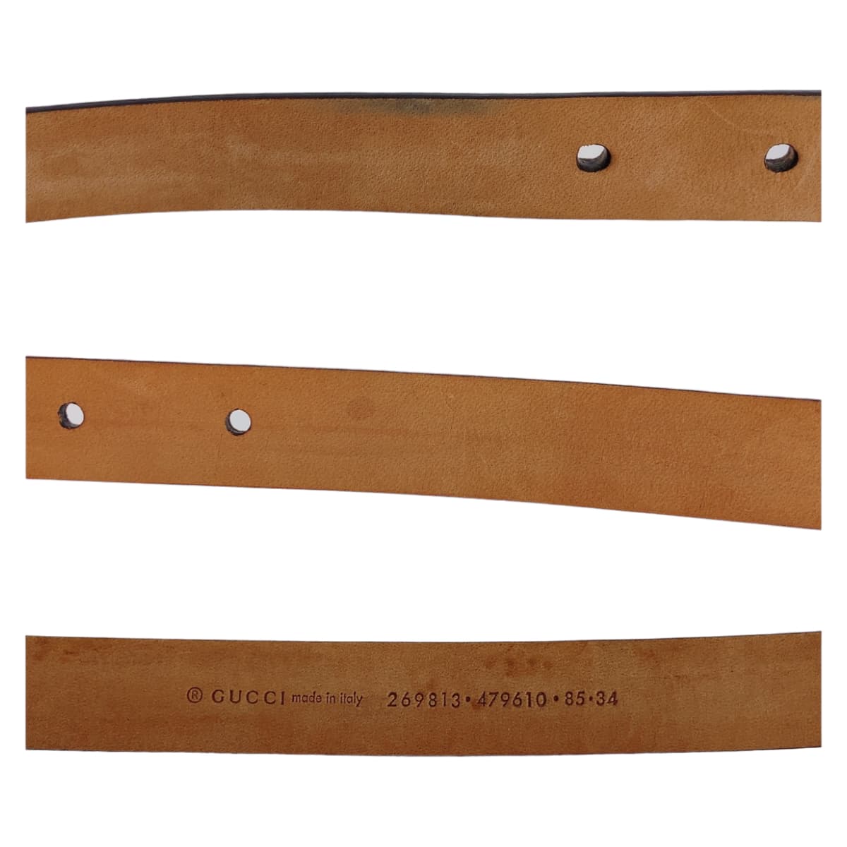 GUCCI belt leather Pink Gold Metal Guccisima mens 34 Used
