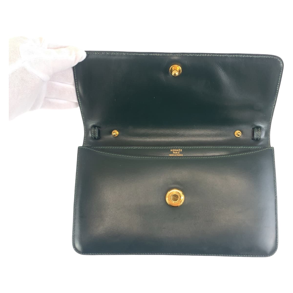 HERMES Shoulder Bag Box scarf Green GoldMetal Shoulder Bag Clutch Bag 2WAY Tassel Women Used