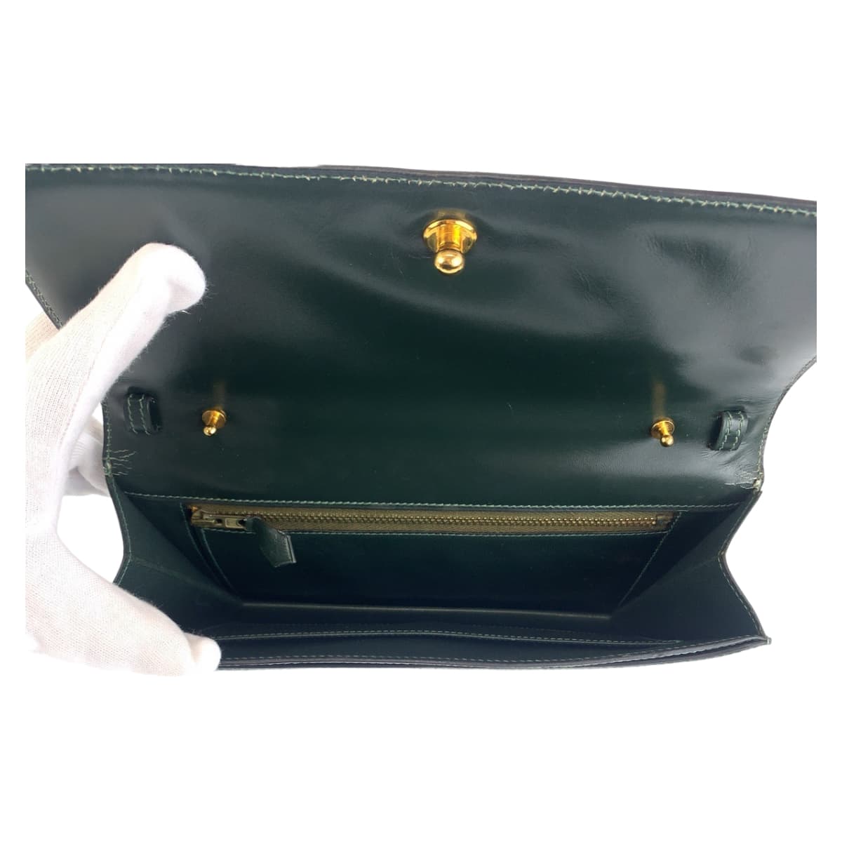 HERMES Shoulder Bag Box scarf Green GoldMetal Shoulder Bag Clutch Bag 2WAY Tassel Women Used