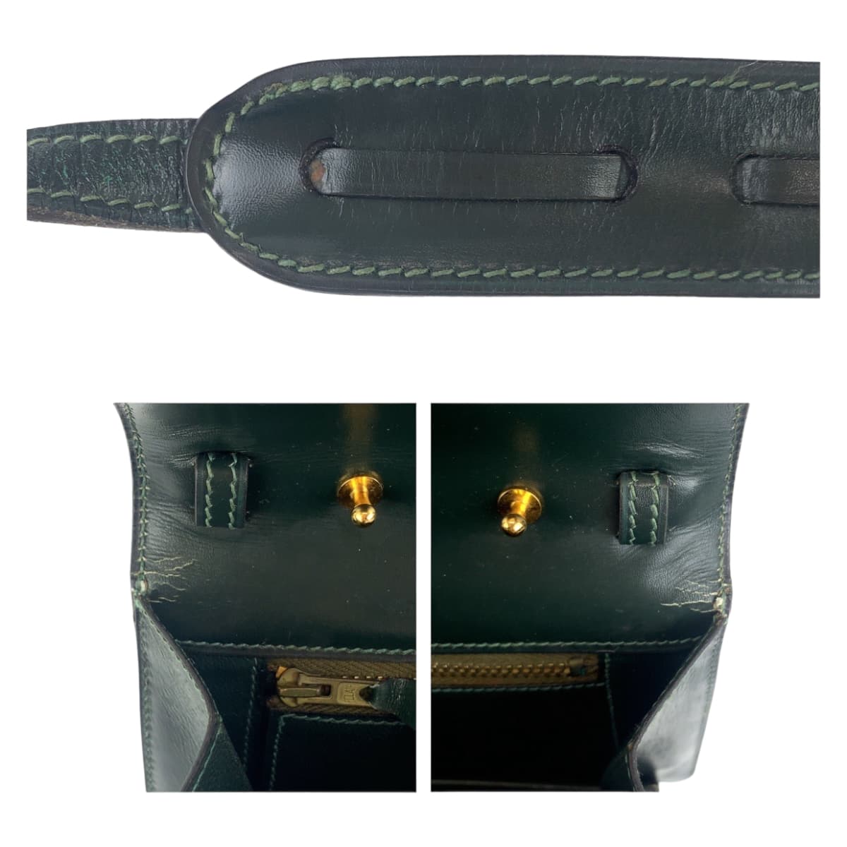 HERMES Shoulder Bag Box scarf Green GoldMetal Shoulder Bag Clutch Bag 2WAY Tassel Women Used