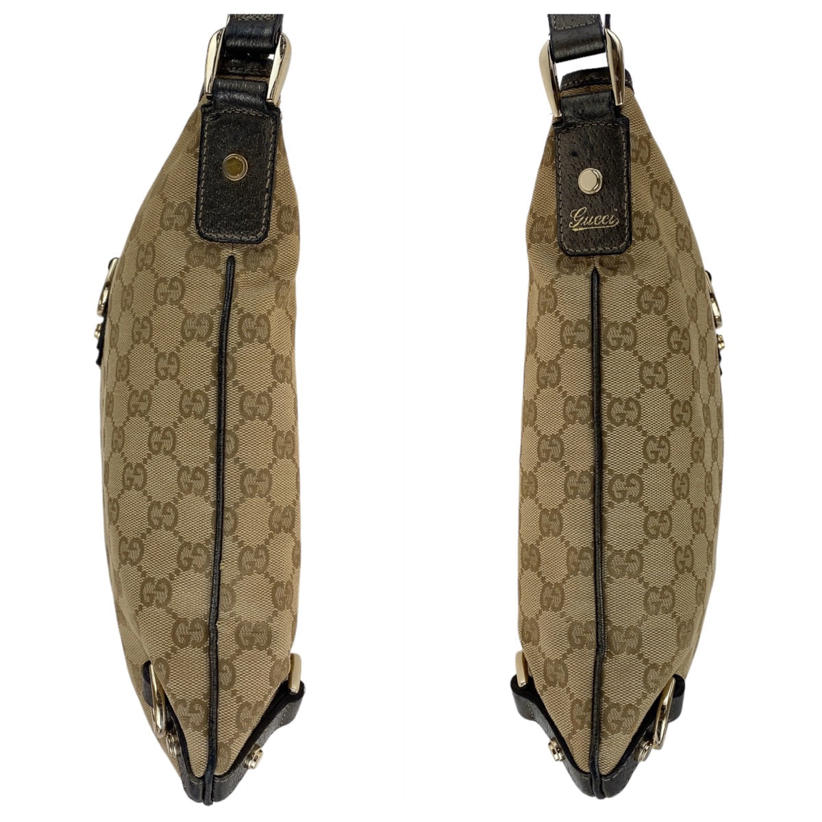 GUCCI Shoulder Bag 131326 GG canvas, leather Beige Brown Gold Metal Crossbody Shoulder Bag Pochette Abbey GG pattern Women Used