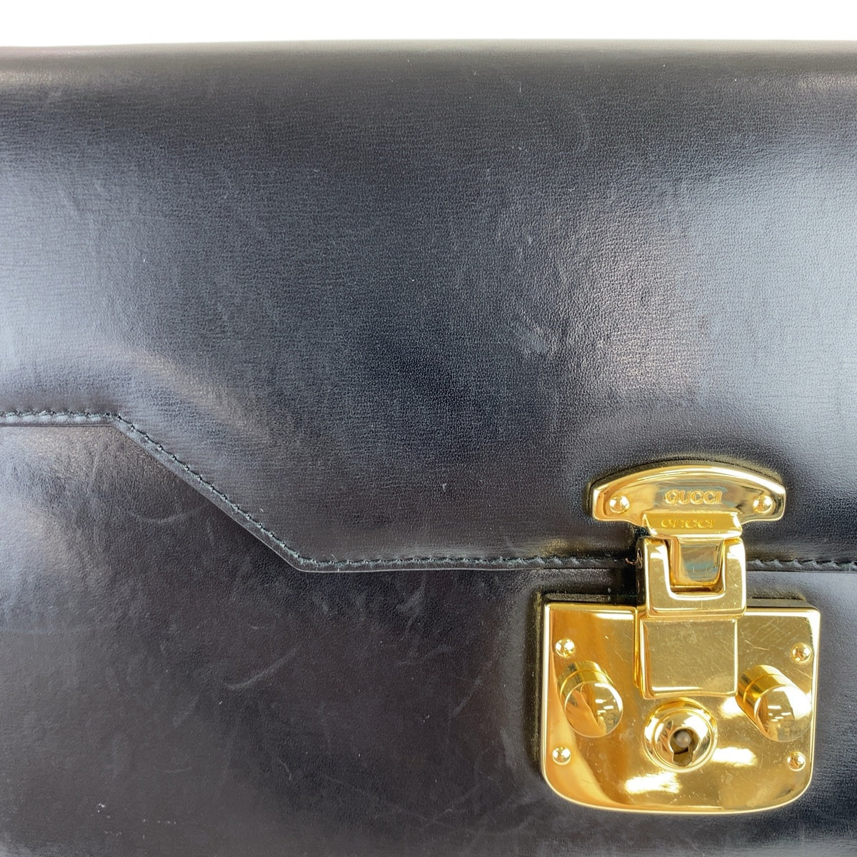GUCCI Shoulder Bag 004.33.0450 leather Black GoldMetal Crossbody Shoulder Bag Pochette Old Gucci Ready lock Women Used
