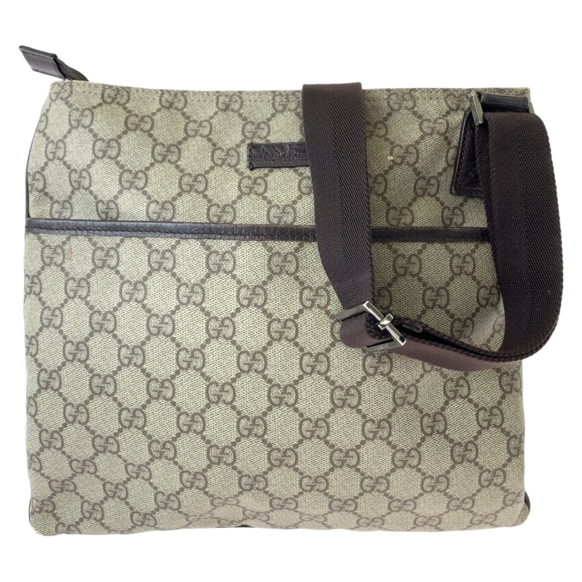 GUCCI Shoulder Bag 141626 GG Supreme Canvas Beige Brown SilverMetal Crossbody Shoulder Bag Messenger Bag mens Used