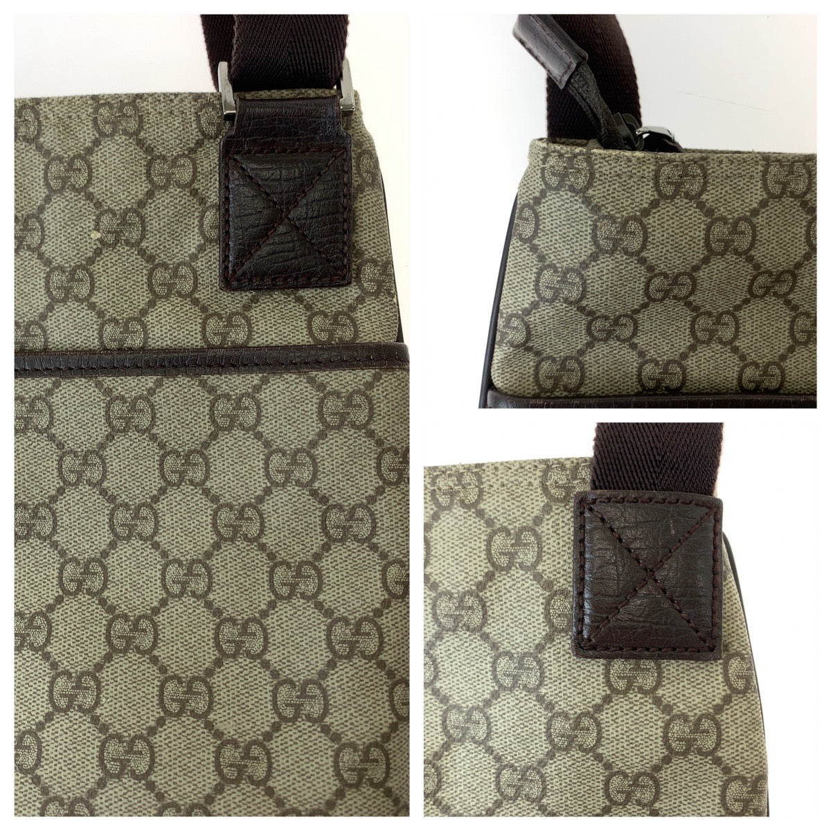 GUCCI Shoulder Bag 141626 GG Supreme Canvas Beige Brown SilverMetal Crossbody Shoulder Bag Messenger Bag mens Used