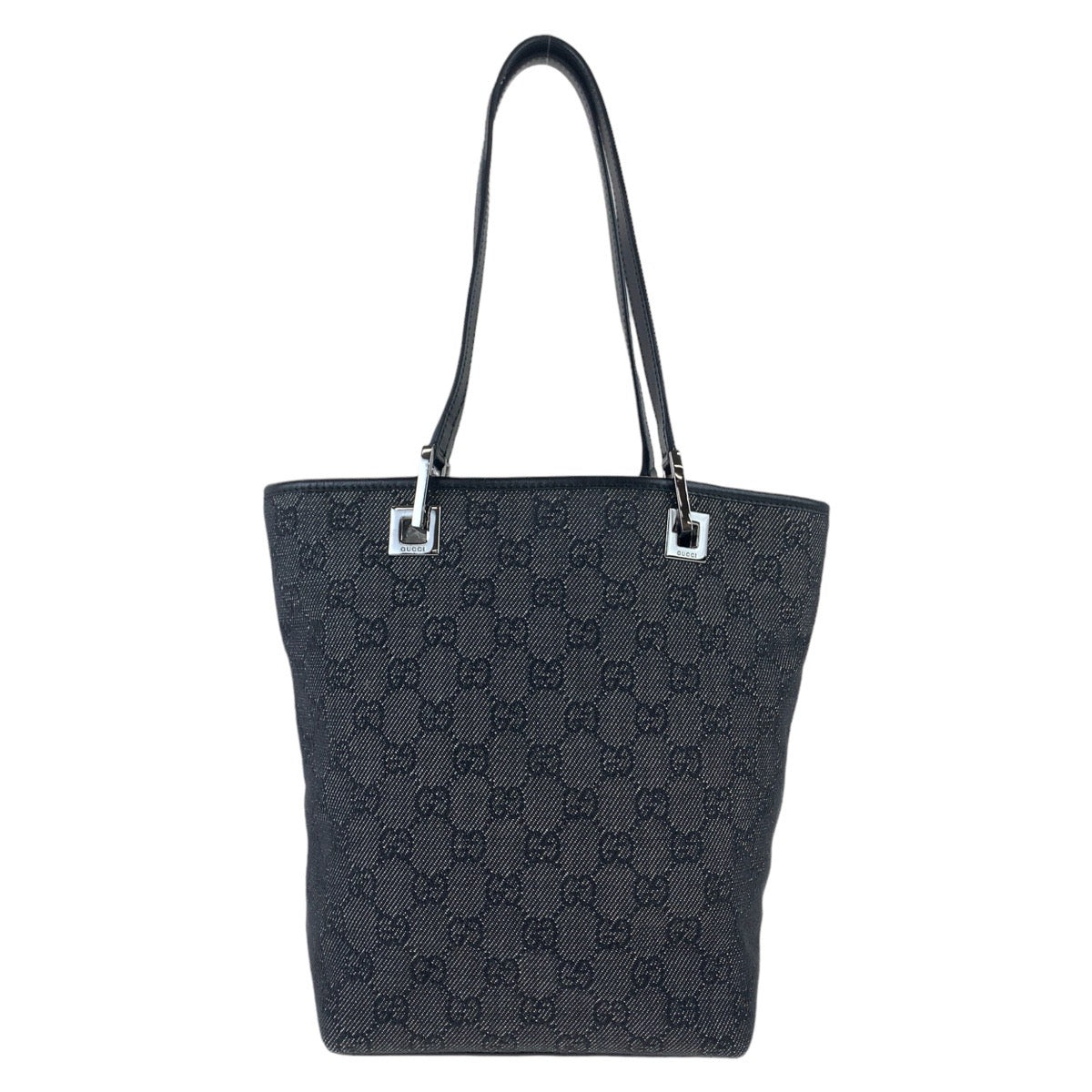 GUCCI Tote Bag 31244 GG canvas Black Silver Metal Tote Bag Shoulder Bag GG pattern Women Used