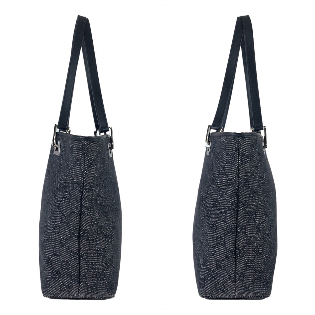 GUCCI Tote Bag 31244 GG canvas Black Silver Metal Tote Bag Shoulder Bag GG pattern Women Used