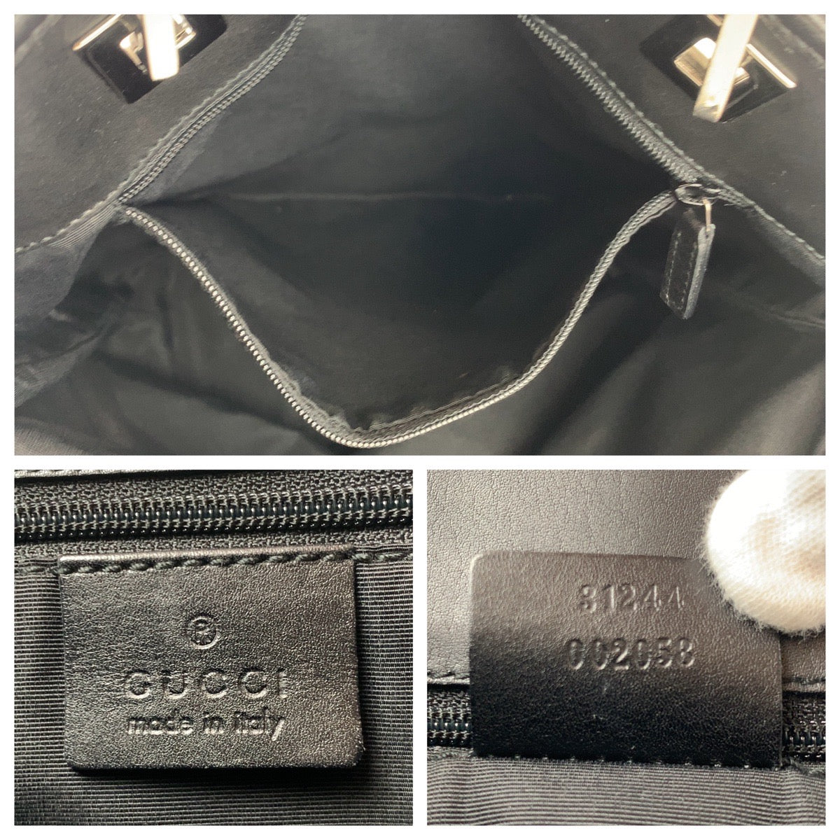 GUCCI Tote Bag 31244 GG canvas Black Silver Metal Tote Bag Shoulder Bag GG pattern Women Used