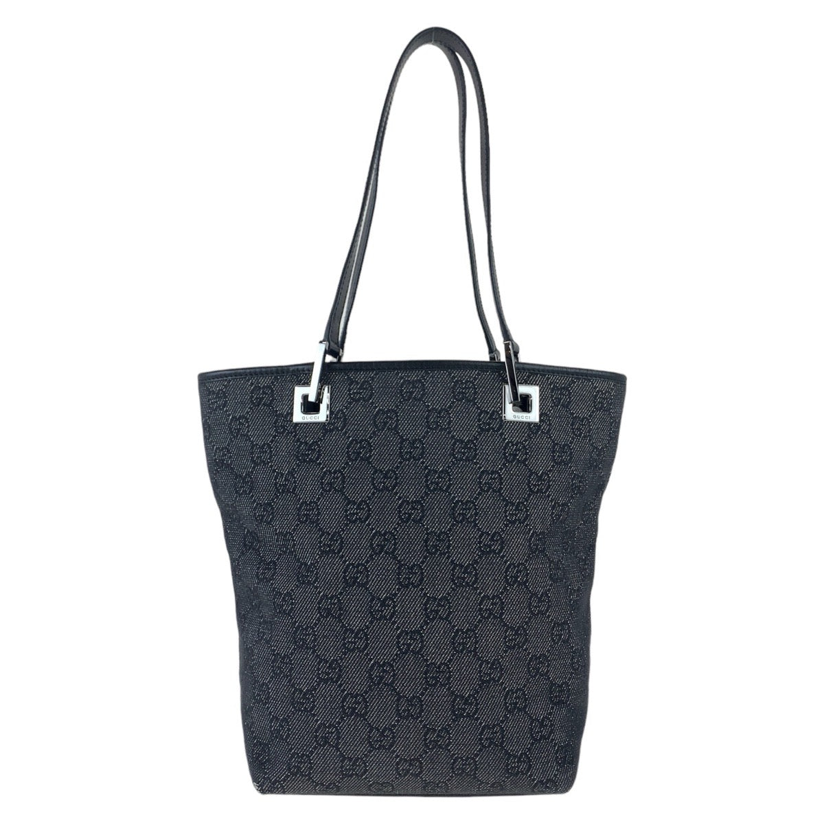 GUCCI Tote Bag 31244 GG canvas Black Silver Metal Tote Bag Shoulder Bag GG pattern Women Used