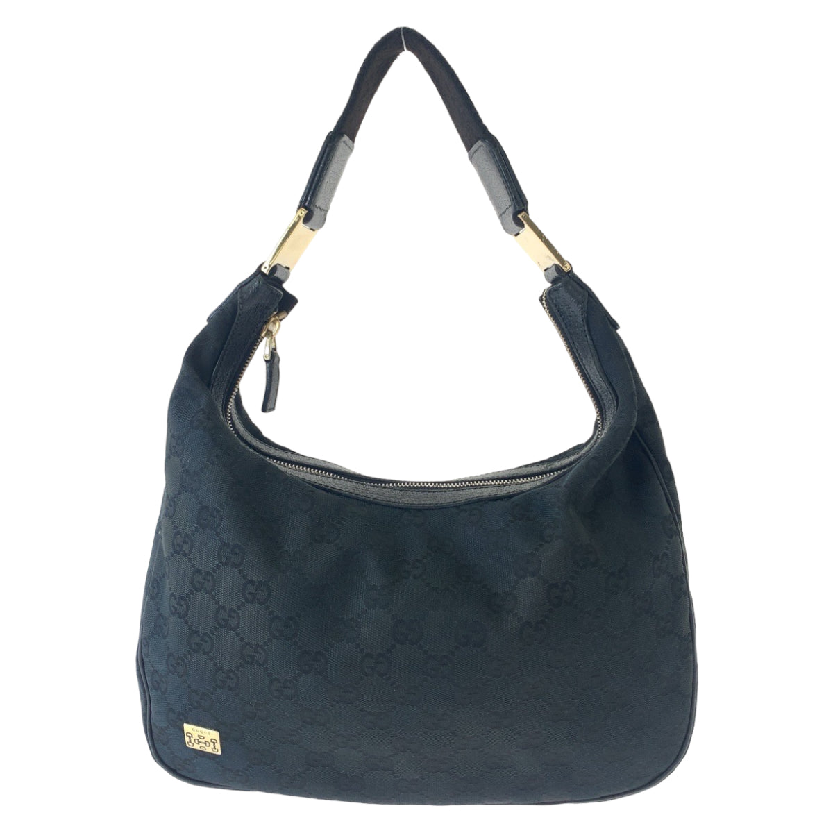 GUCCI Shoulder Bag 145757 GG canvas Black Silver Metal Hobo One Shoulder Bag Hobo Women Used