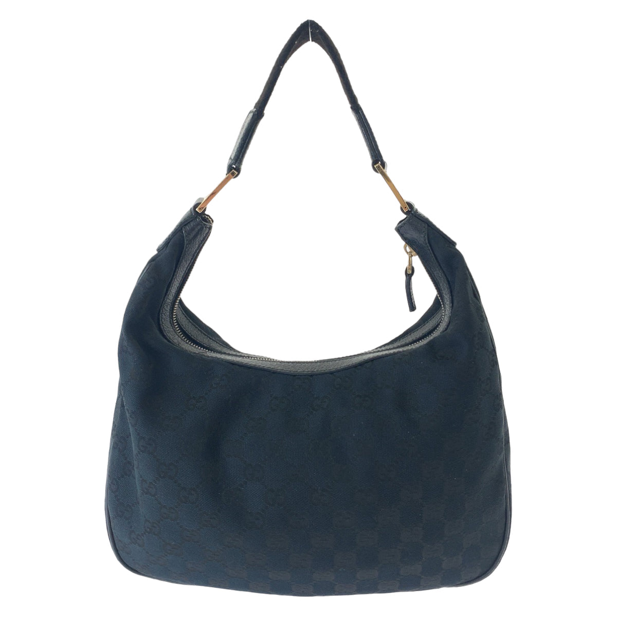 GUCCI Shoulder Bag 145757 GG canvas Black Silver Metal Hobo One Shoulder Bag Hobo Women Used