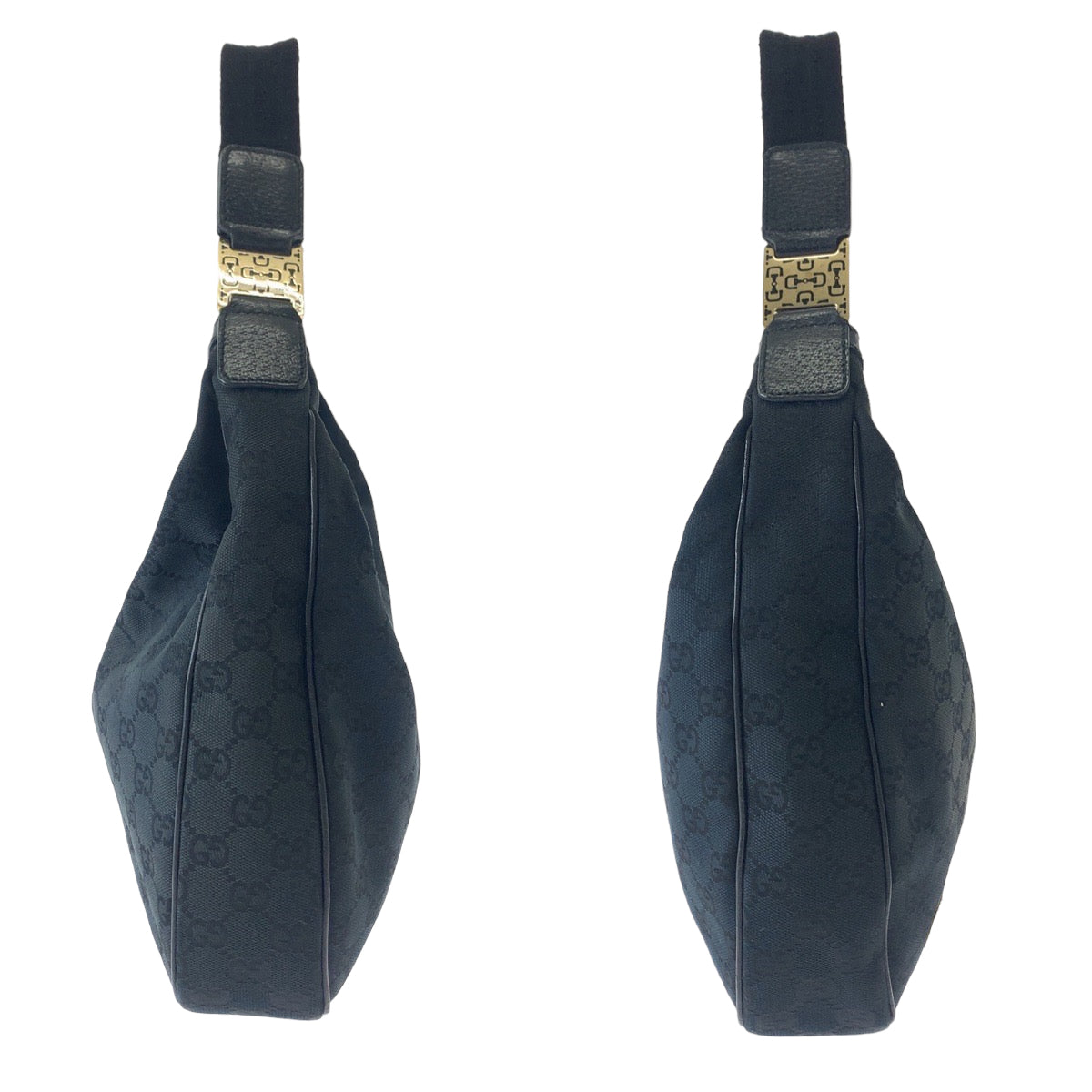 GUCCI Shoulder Bag 145757 GG canvas Black Silver Metal Hobo One Shoulder Bag Hobo Women Used