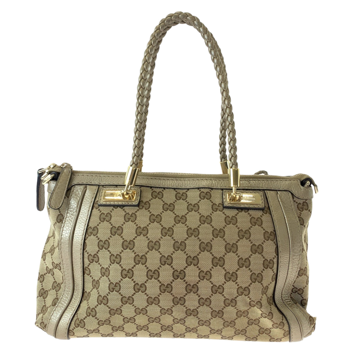 GUCCI Tote Bag 282300 GG canvas Brown Gold Metal Tote Bag handbag Bella Bamboo Ribbon tassel Women Used