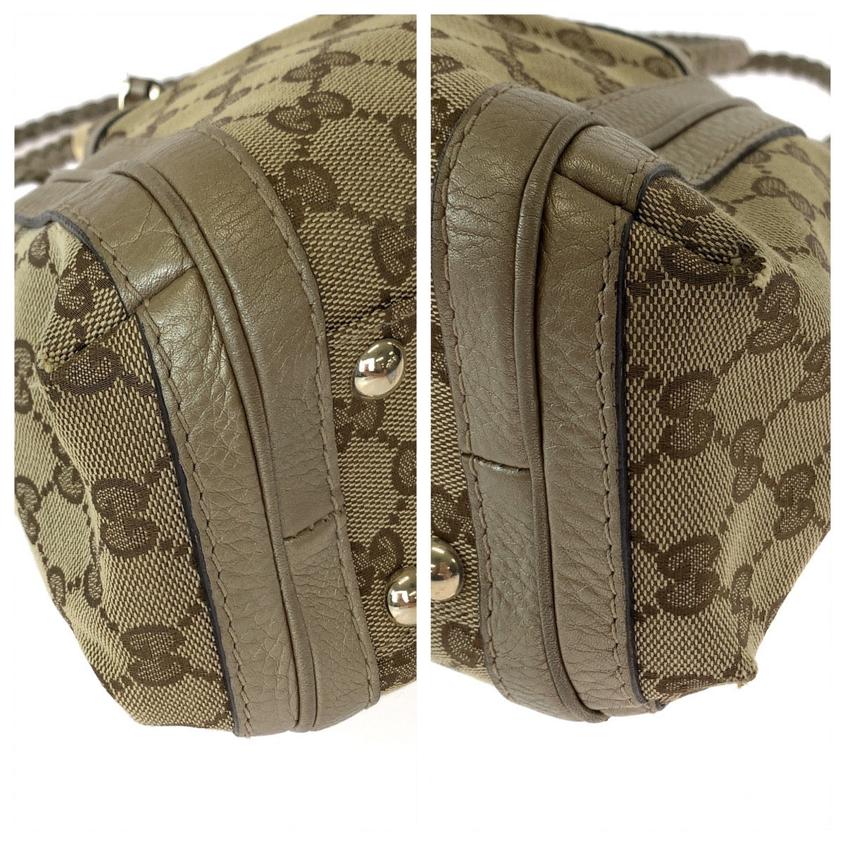 GUCCI Tote Bag 282300 GG canvas Brown Gold Metal Tote Bag handbag Bella Bamboo Ribbon tassel Women Used