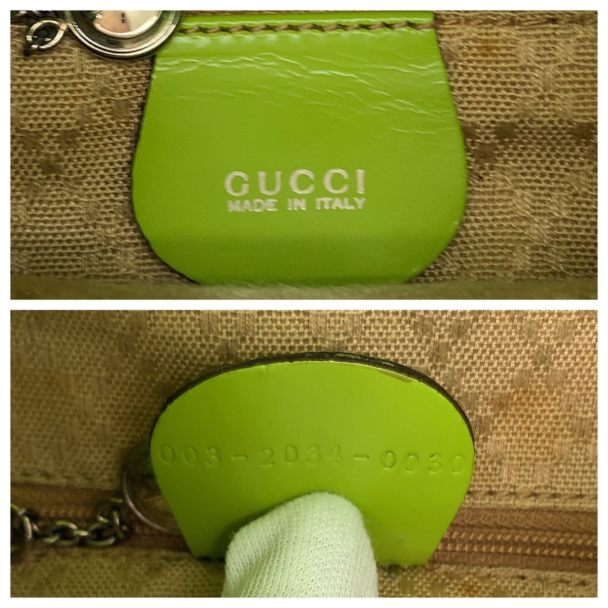 GUCCI Backpack 003 2034 0030 leather Light Green Brown SilverMetal Mini Backpack Backpack Bamboo Women Used